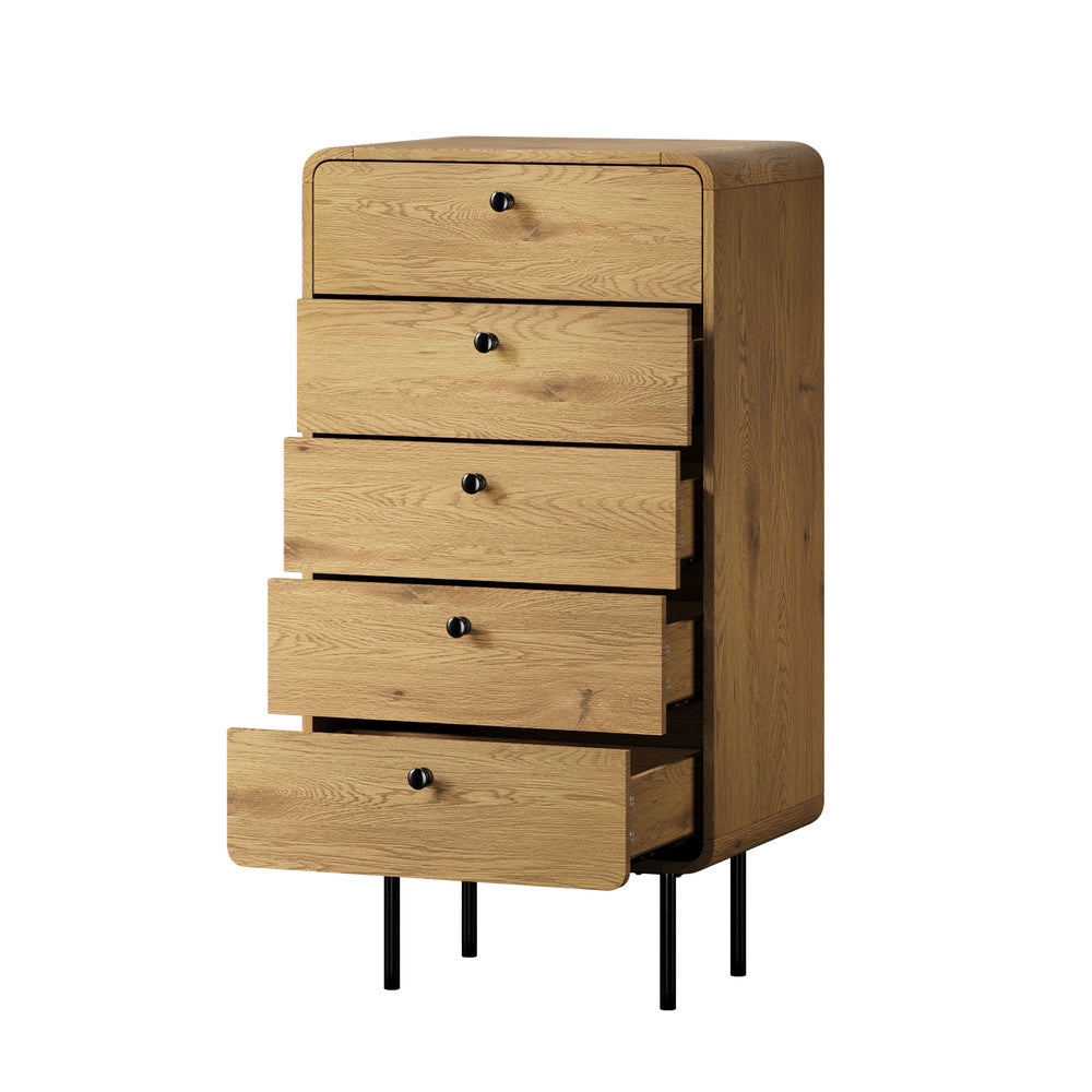 Vesio 5 Draw Modern Dresser Tallboy | 5 Draw Chest Of Drawers Storage Unit