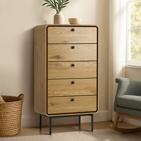 Vesio 5 Draw Modern Dresser Tallboy | 5 Draw Chest Of Drawers Storage Unit