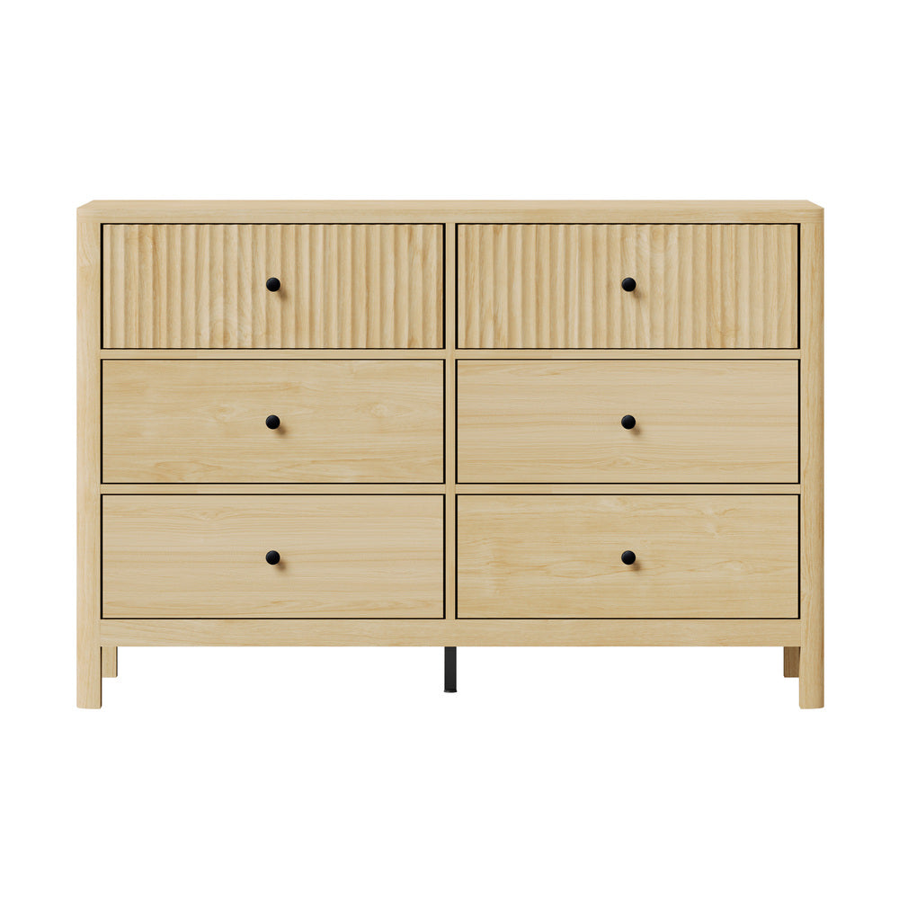 Amaro 6 Draw Chest of Drawers Dresser Unit | Modern Style Ripple Front Storage Bedroom Cabinet