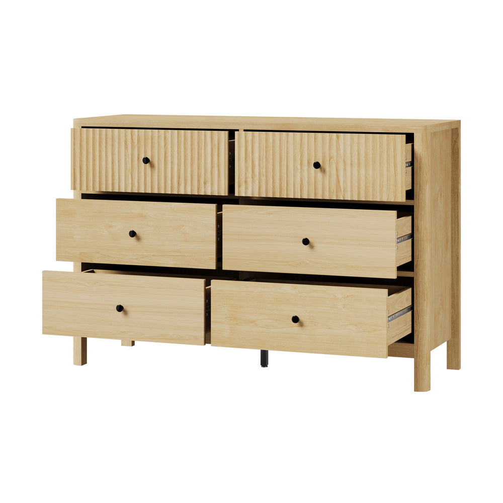 Amaro 6 Draw Chest of Drawers Dresser Unit | Modern Style Ripple Front Storage Bedroom Cabinet