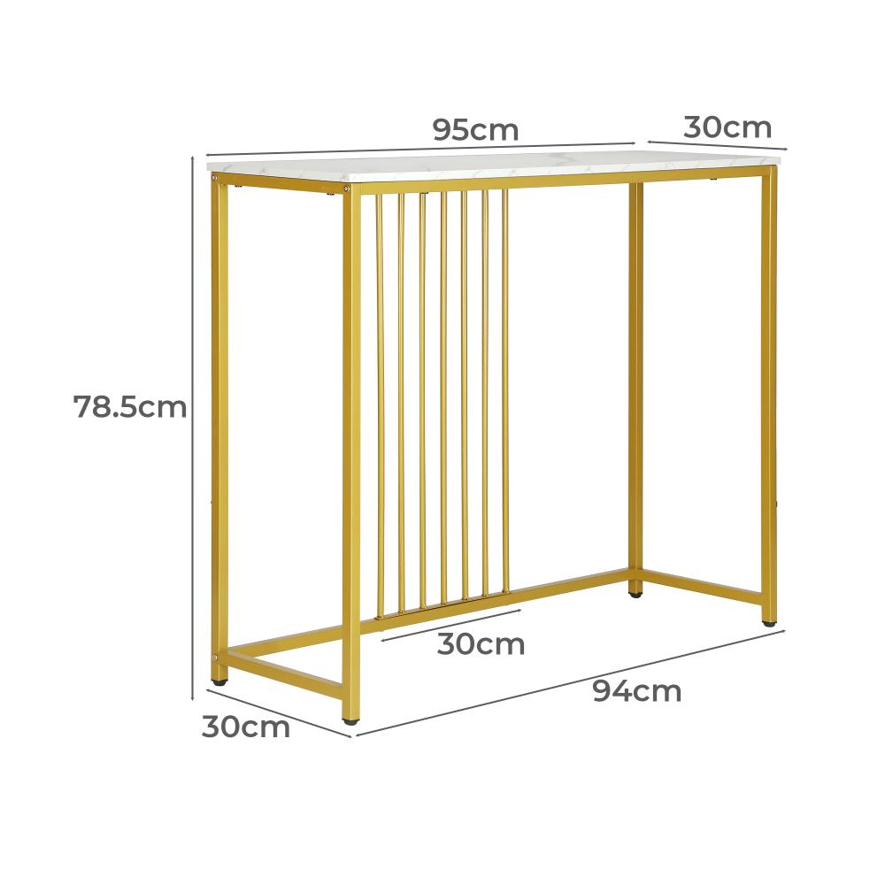 Imporium Marble Effect Top Console Table | White and Gold Hallway Entry Table