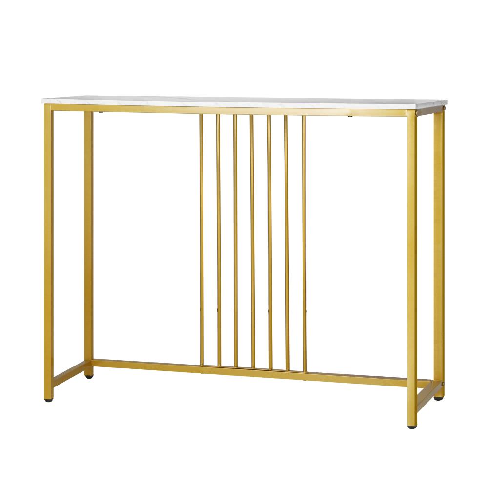 Imporium Marble Effect Top Console Table | White and Gold Hallway Entry Table