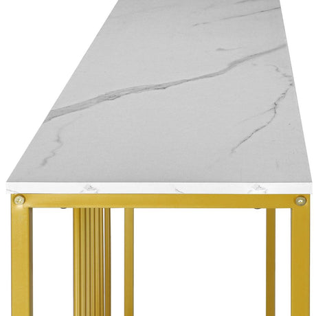 Imporium Marble Effect Top Console Table | White and Gold Hallway Entry Table