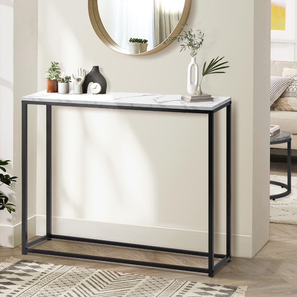 Pax Romana Marble Effect Top Console Table | Modern Sleek Entry Hallway Table