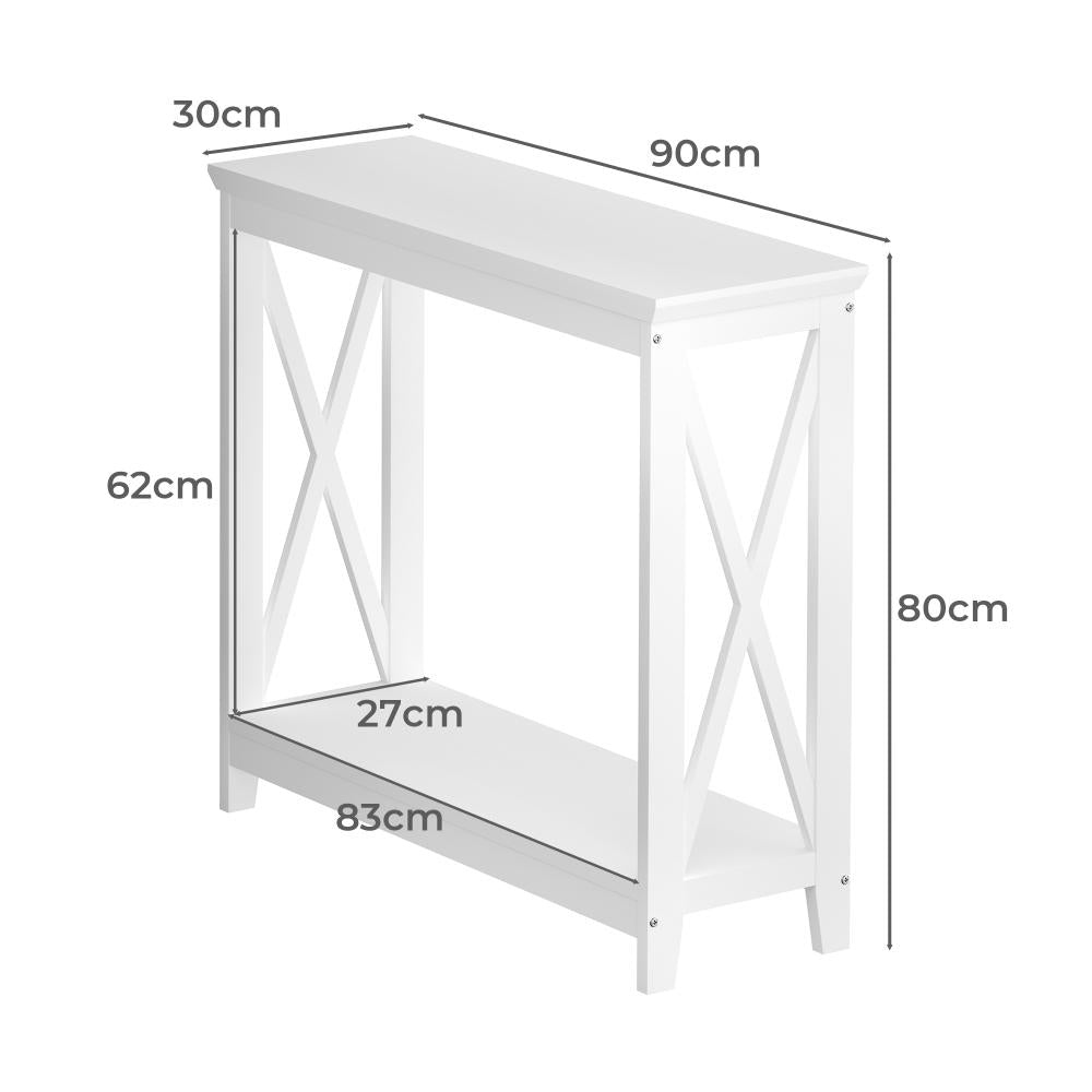Sorrento White Modern Entry Console Table | Modern Wooden Hallway Table and Storage Shelves