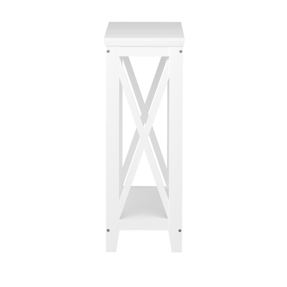 Sorrento White Modern Entry Console Table | Modern Wooden Hallway Table and Storage Shelves