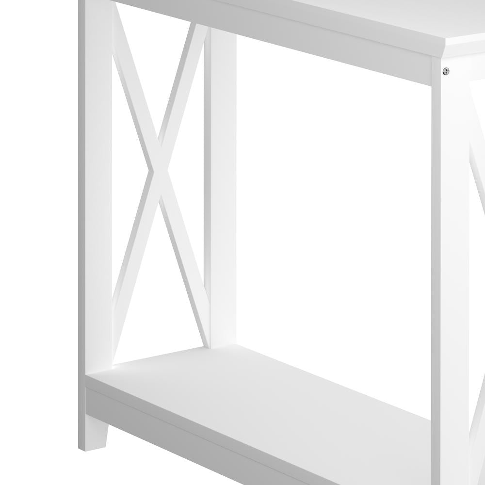 Sorrento White Modern Entry Console Table | Modern Wooden Hallway Table and Storage Shelves