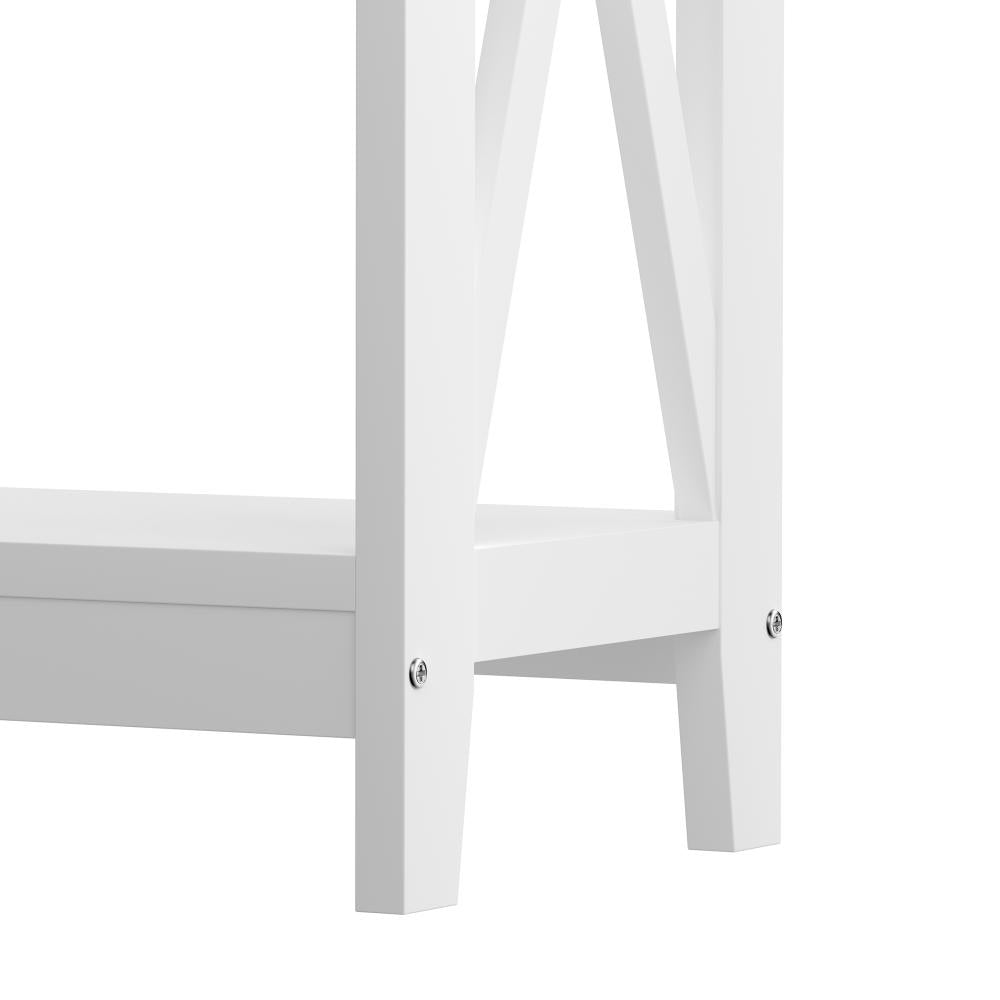 Sorrento White Modern Entry Console Table | Modern Wooden Hallway Table and Storage Shelves