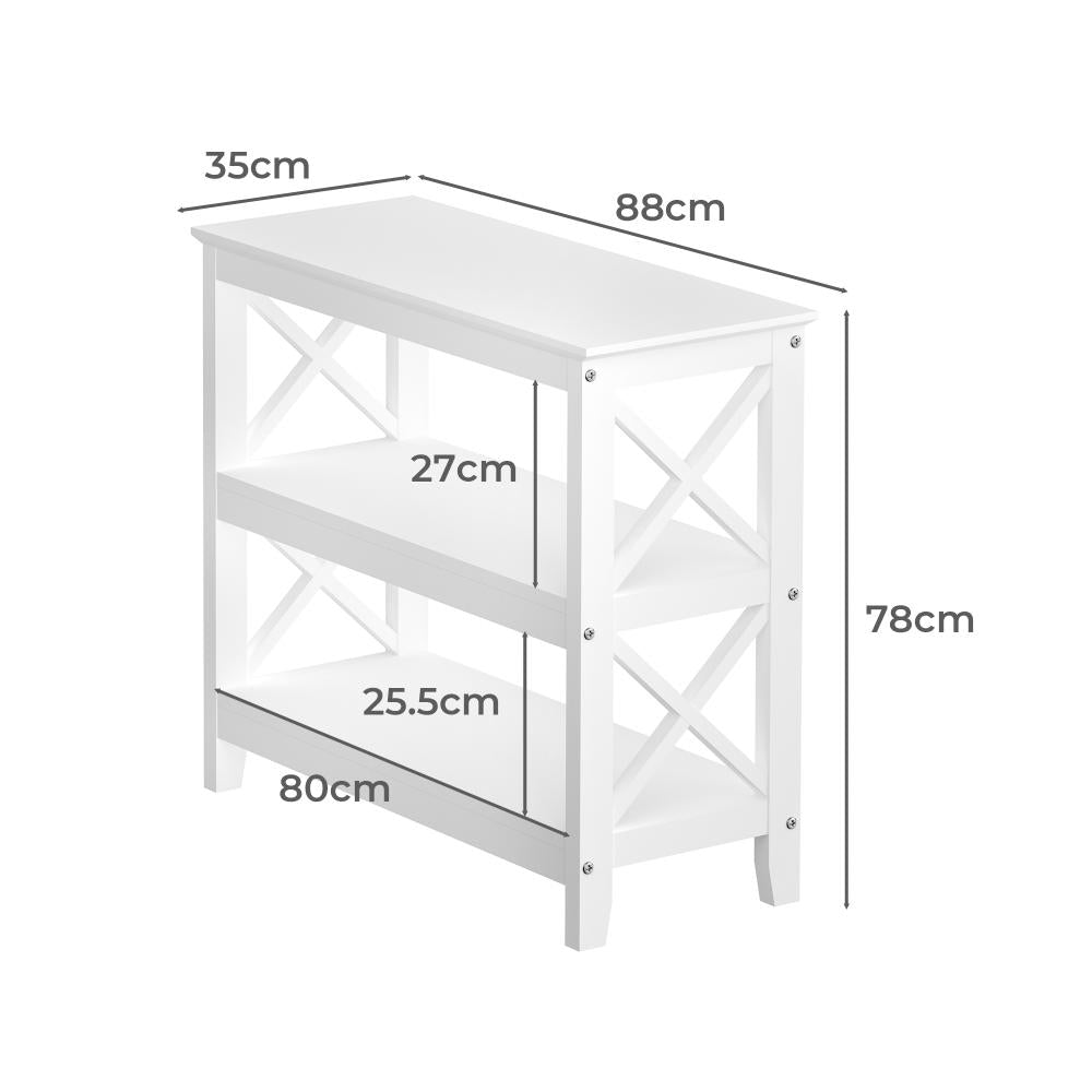 Sorrento White Modern Entry Console Table | Modern Wooden Hallway Table and Storage Shelves