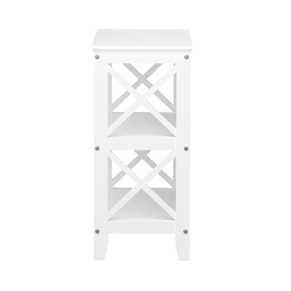 Sorrento White Modern Entry Console Table | Modern Wooden Hallway Table and Storage Shelves