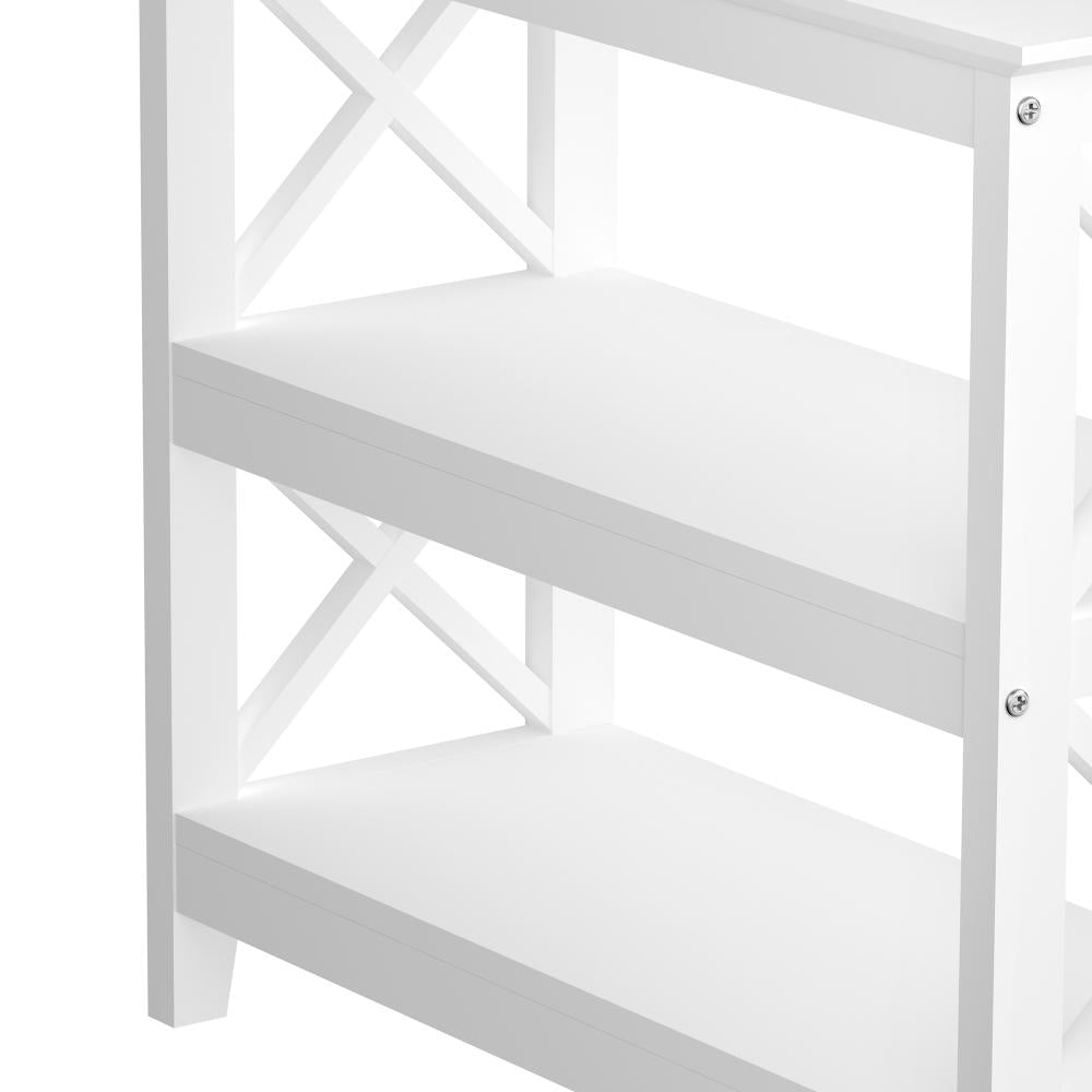Sorrento White Modern Entry Console Table | Modern Wooden Hallway Table and Storage Shelves