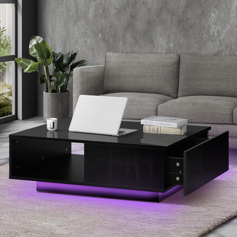 Peruzzi High Gloss LED Coffee Table | Multi Storage Modern LED Feature Table