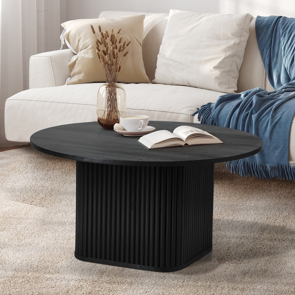 Aspire Fluted Round 80cm Coffee Table | Modern Wooden Slatted Design Coffee Table