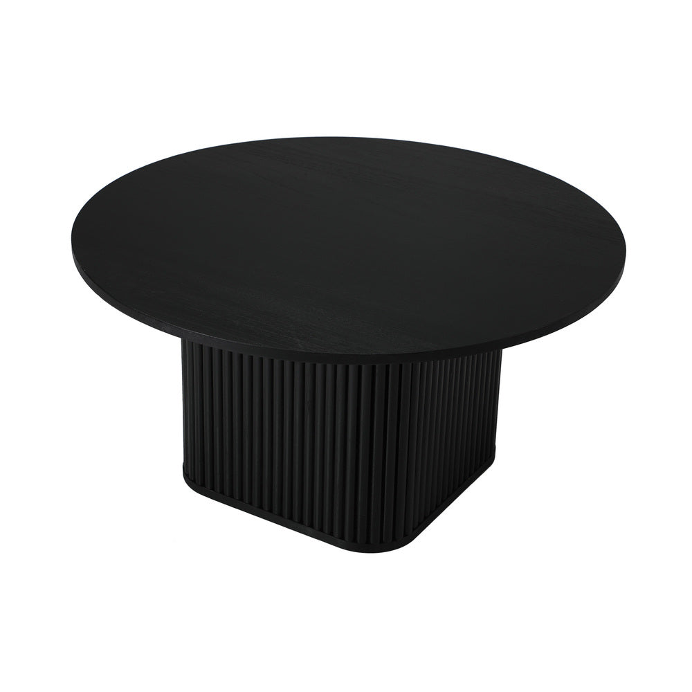 Aspire Black Fluted Round 80cm Coffee Table | Modern Wooden Slatted Design Coffee Table