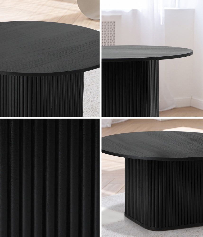 Aspire Fluted Round 80cm Coffee Table | Modern Wooden Slatted Design Coffee Table