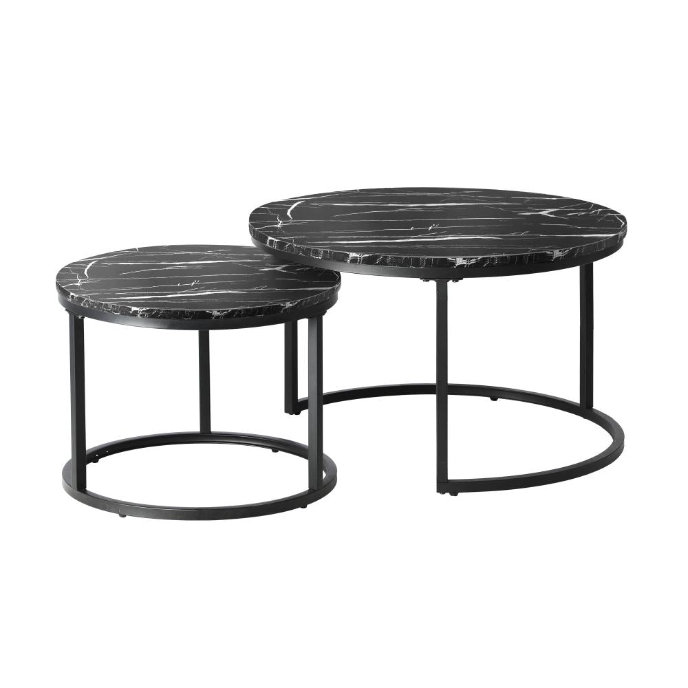 Set of Two Ferrara Nesting Coffee Tables | Round Modern Nesting Table Set Side Tables