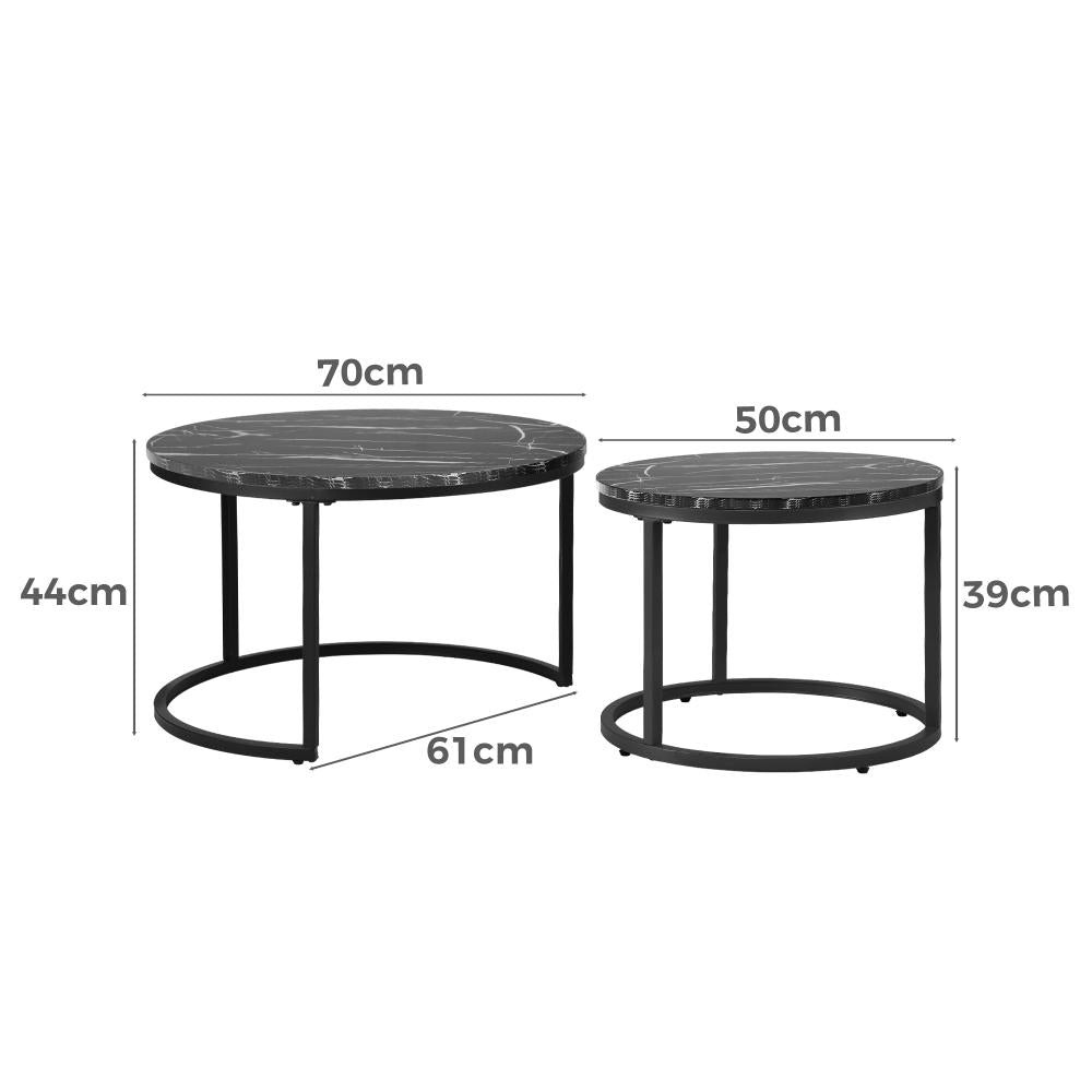 Set of Two Ferrara Nesting Coffee Tables | Round Modern Nesting Table Set Side Tables