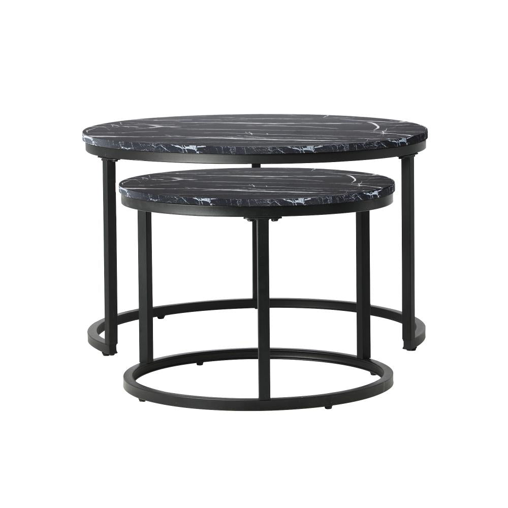 Set of Two Ferrara Nesting Coffee Tables | Round Modern Nesting Table Set Side Tables