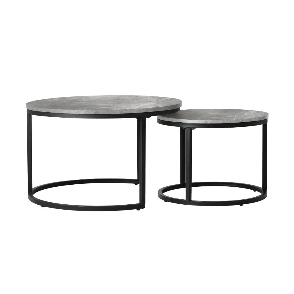 Set of Two Ferrara Nesting Coffee Tables | Round Modern Nesting Table Set Side Tables