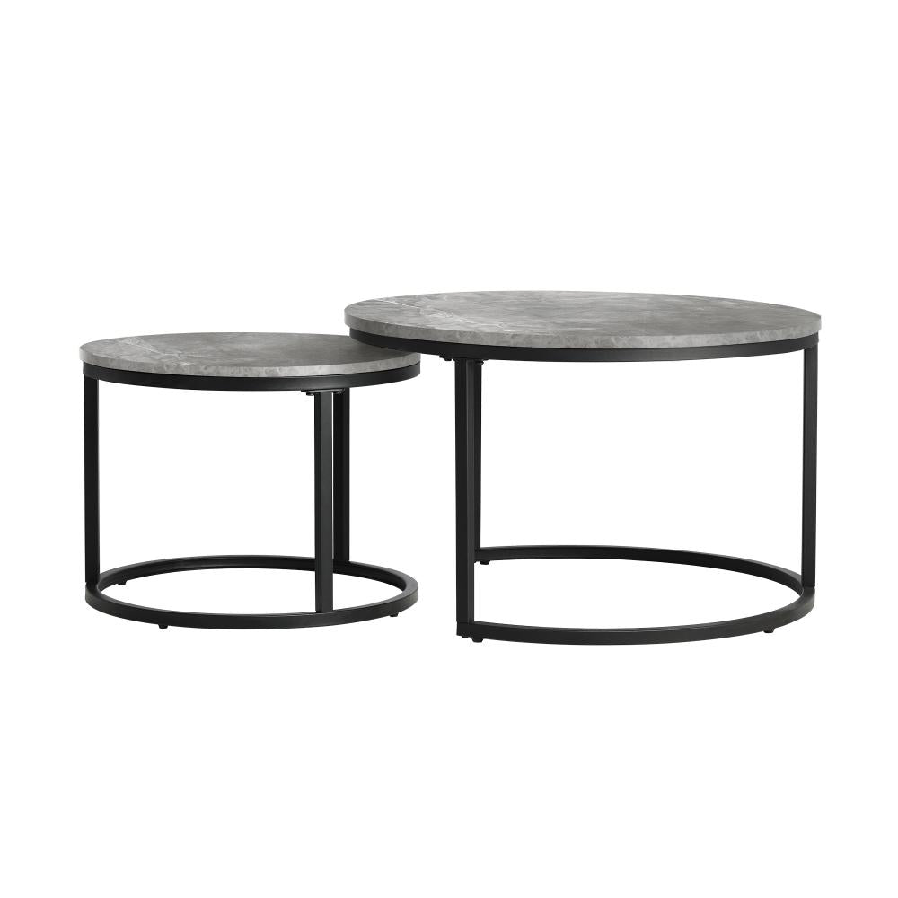 Set of Two Ferrara Nesting Coffee Tables | Round Modern Nesting Table Set Side Tables