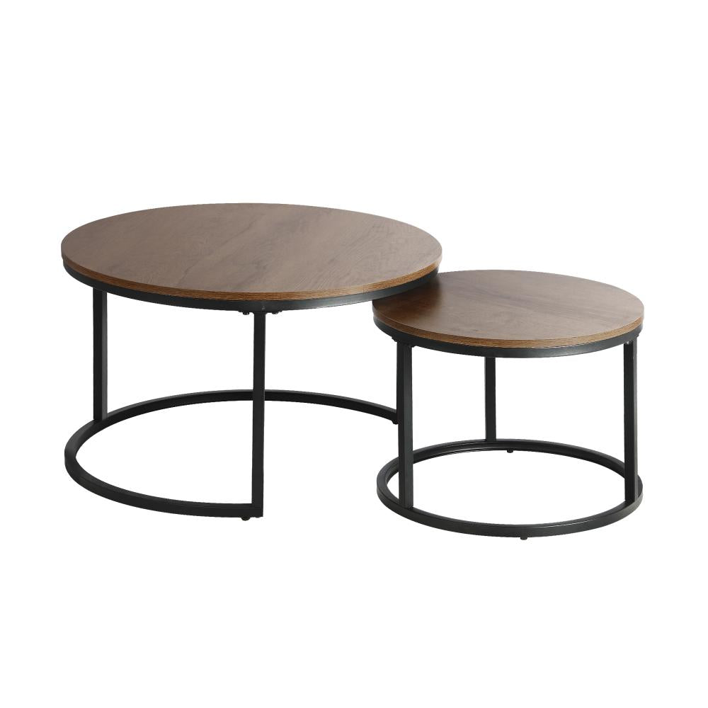 Set of Two Ferrara Nesting Coffee Tables | Round Modern Nesting Table Set Side Tables