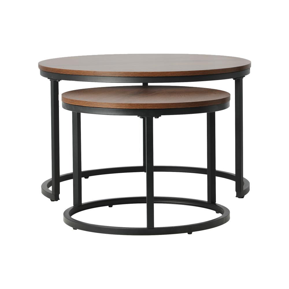 Set of Two Ferrara Nesting Coffee Tables | Round Modern Nesting Table Set Side Tables