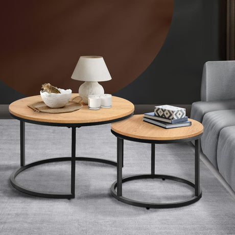 Set of Two Ferrara Nesting Coffee Tables | Round Modern Nesting Table Set Side Tables