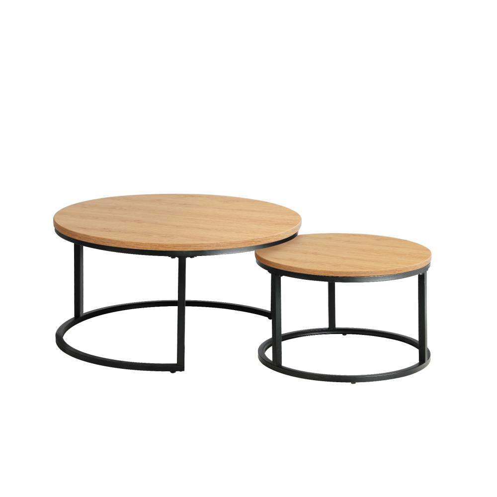 Set of Two Ferrara Nesting Coffee Tables | Round Modern Nesting Table Set Side Tables