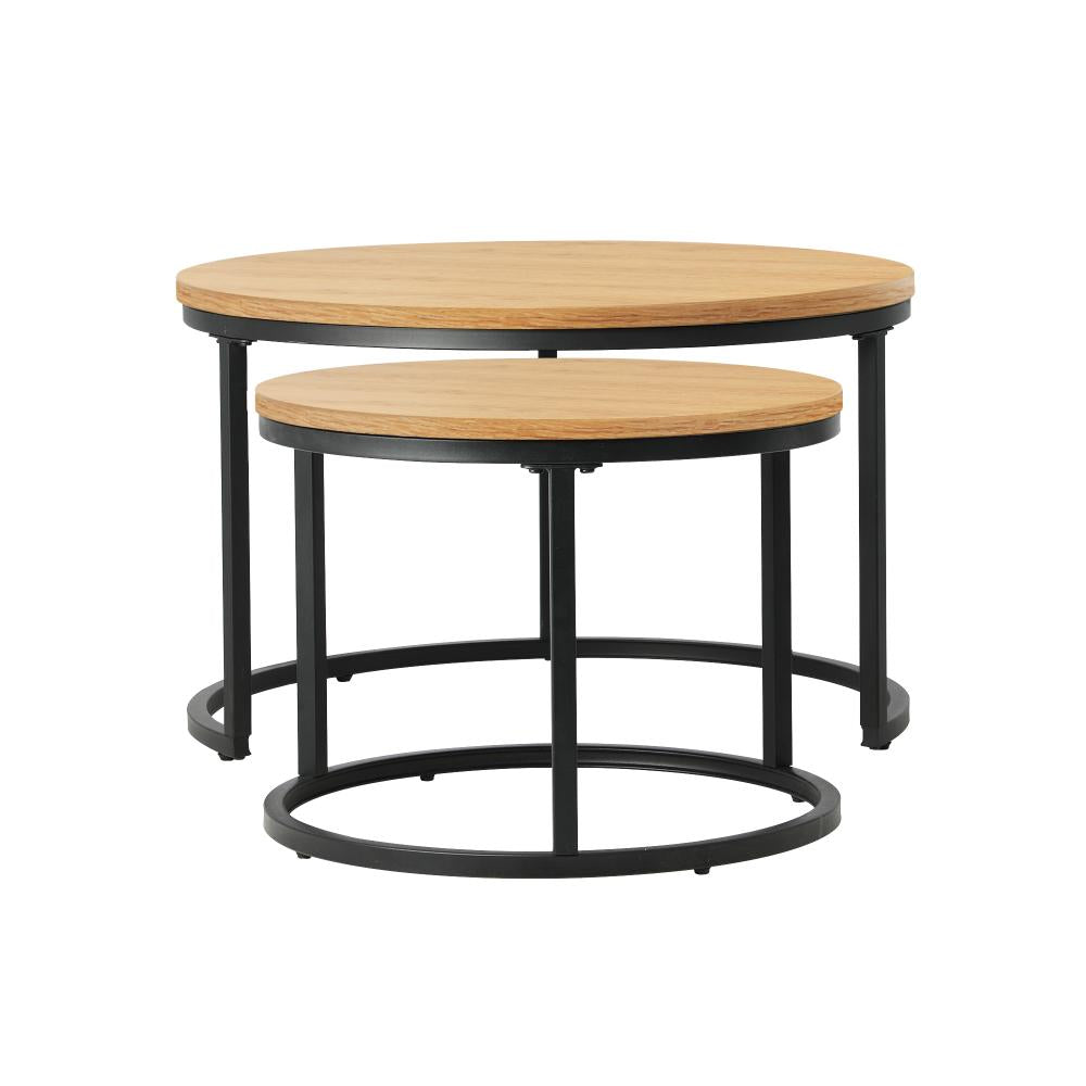 Set of Two Ferrara Nesting Coffee Tables | Round Modern Nesting Table Set Side Tables