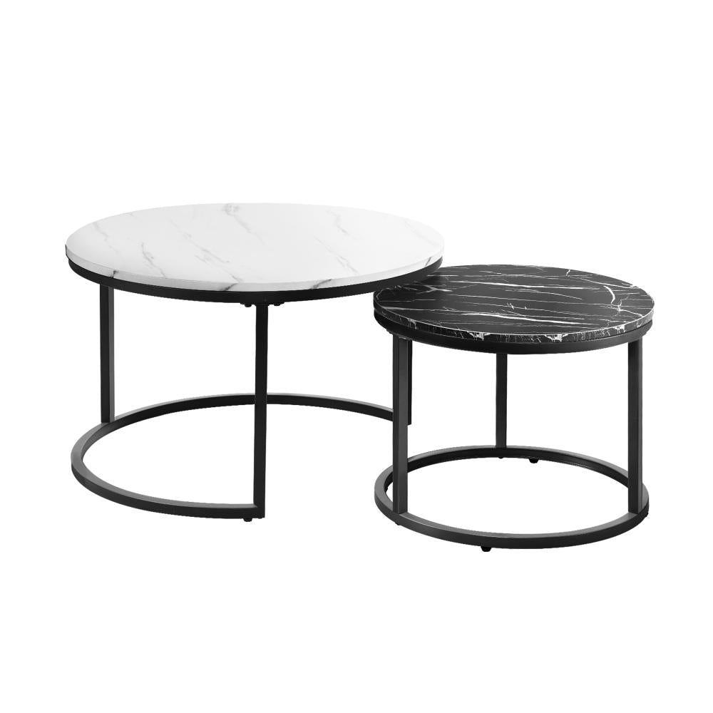 Set of Two Ferrara Nesting Coffee Tables | Round Modern Nesting Table Set Side Tables
