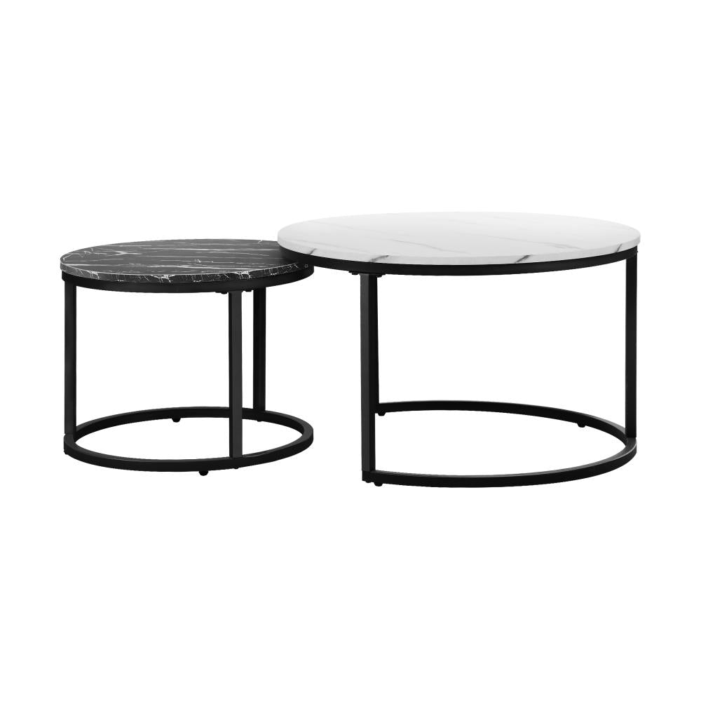 Set of Two Ferrara Nesting Coffee Tables | Round Modern Nesting Table Set Side Tables