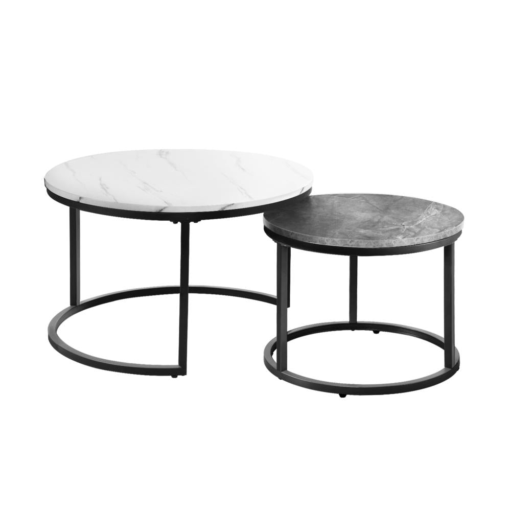 Set of Two Ferrara Nesting Coffee Tables | Round Modern Nesting Table Set Side Tables
