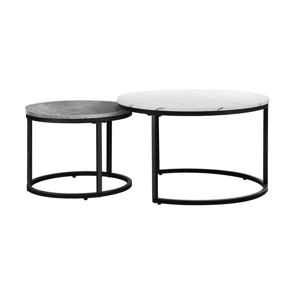 Set of Two Ferrara Nesting Coffee Tables | Round Modern Nesting Table Set Side Tables