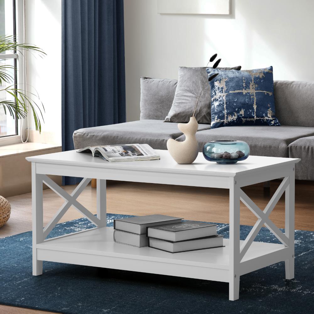 Palermo X-Beam 2 Tier Wooden Coffee Table | Modern Versatile Coffee Table