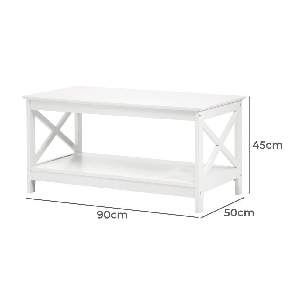 Palermo X-Beam 2 Tier Wooden Coffee Table | Modern Versatile Coffee Table