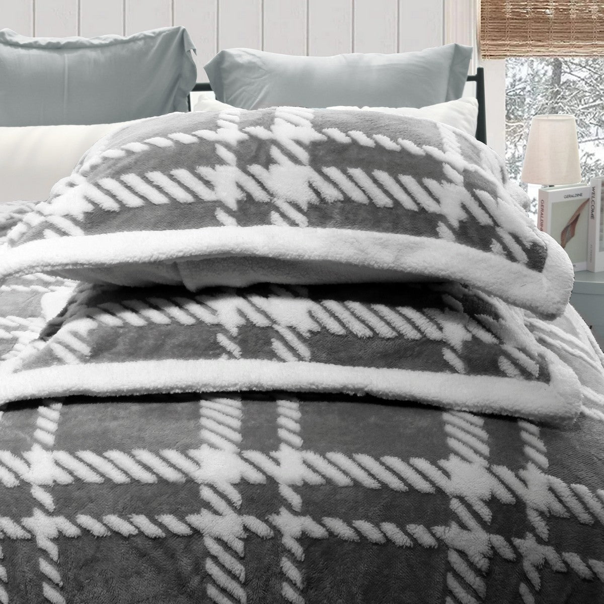 Ramesses 2 in 1 Teddy Fleece Sherpa Blanket Quilt Cover Set | Plush Warm Fleece Comforter Reversible Set