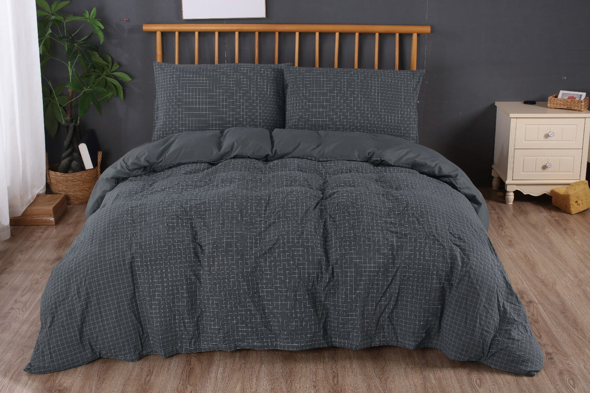 Ramesses Soft Washed 100% Cotton Yarn Dyed Quilt Cover Set | Breathable Natural Texture Doona Cover Set