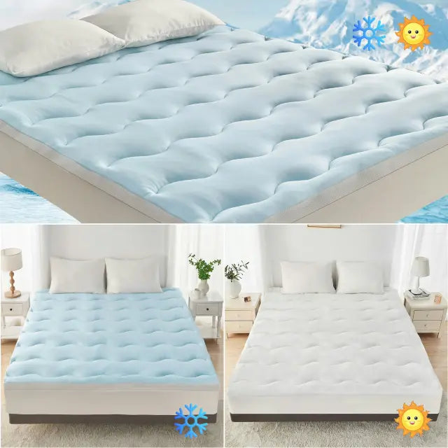 Luxiore 1000GSM Reversible Cooling Warm Mattress Topper | Airmax Ultra Comfortable Two Sided Thermo Regulating Mattress Topper