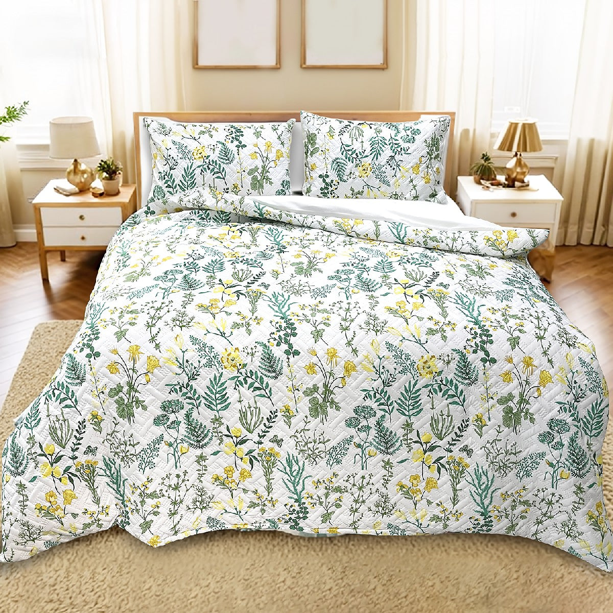 Ramesses Soft Bamboo Cooling Ultrasonic Quilt Cover Set With Fitted Sheet | Printed Design Bamboo Bedding Set