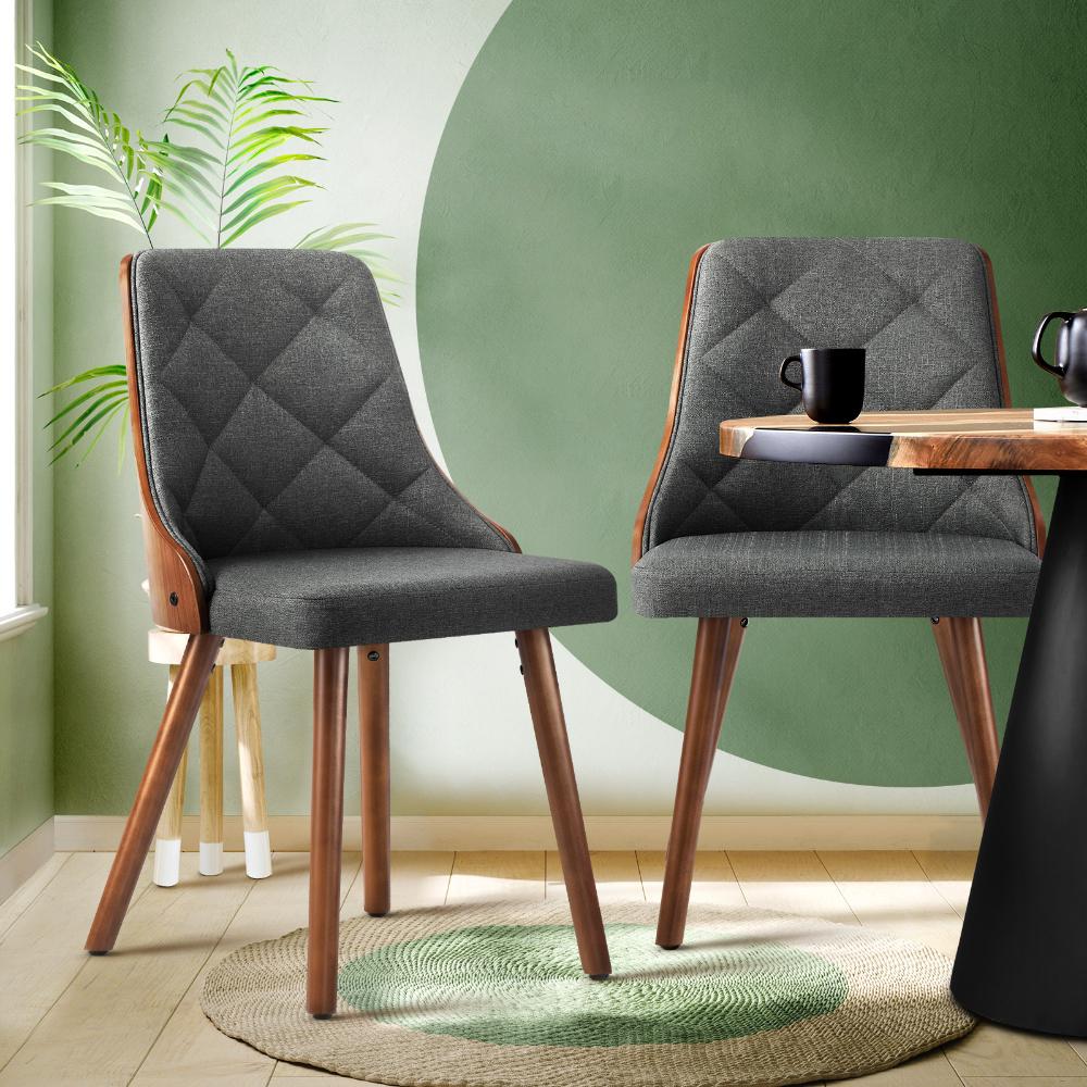 Set of 2 Gianni Deluxe Padded Dining Room Chairs | Wooden Back Padded Modern Dining Chairs