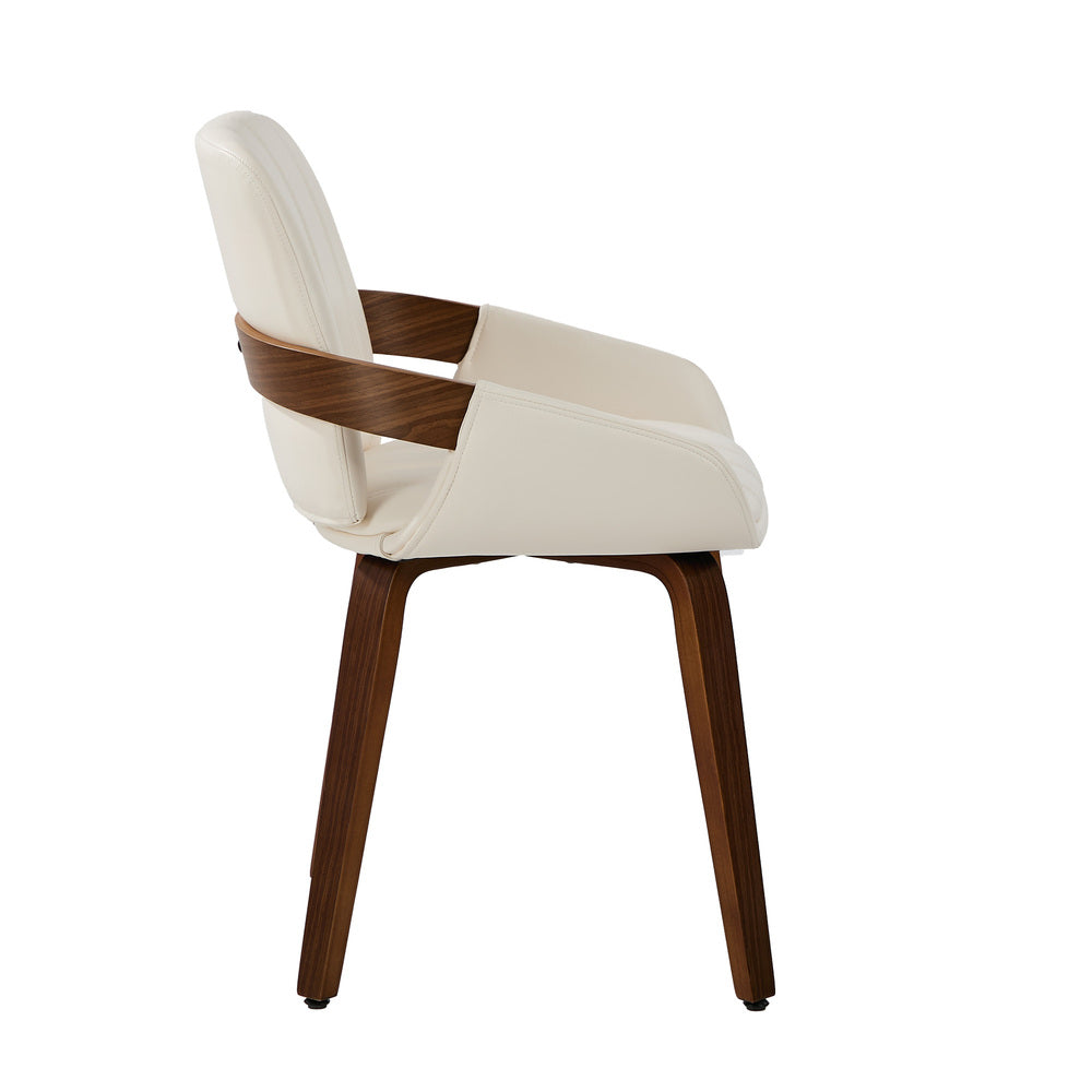 Set of Two Brunson PU Leather Modern Dining Chairs | Curved Luxe Dining Chairs