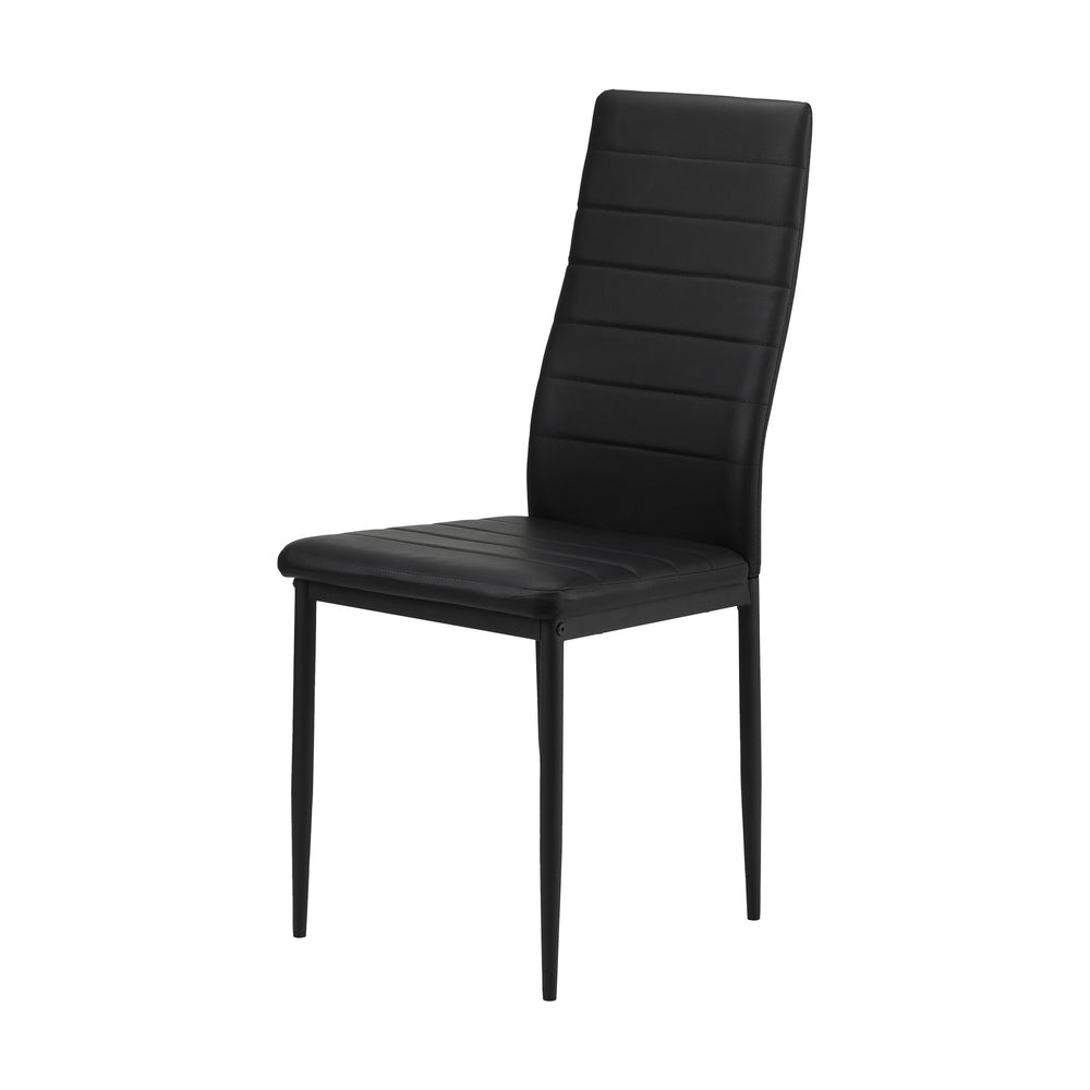 Set of Four or Six Girona High Back PU Leather Dining Chairs | Slimline All Black Modern Dining Chairs