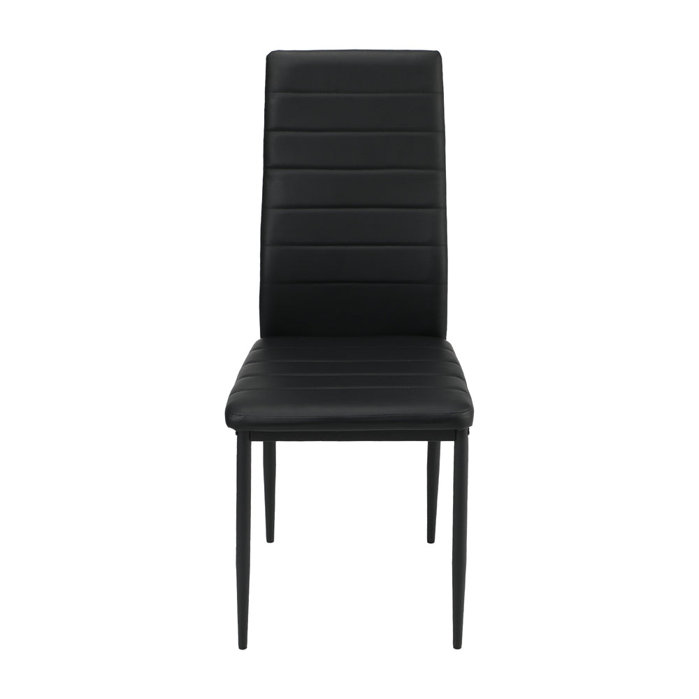 Set of Four or Six Girona High Back PU Leather Dining Chairs | Slimline All Black Modern Dining Chairs