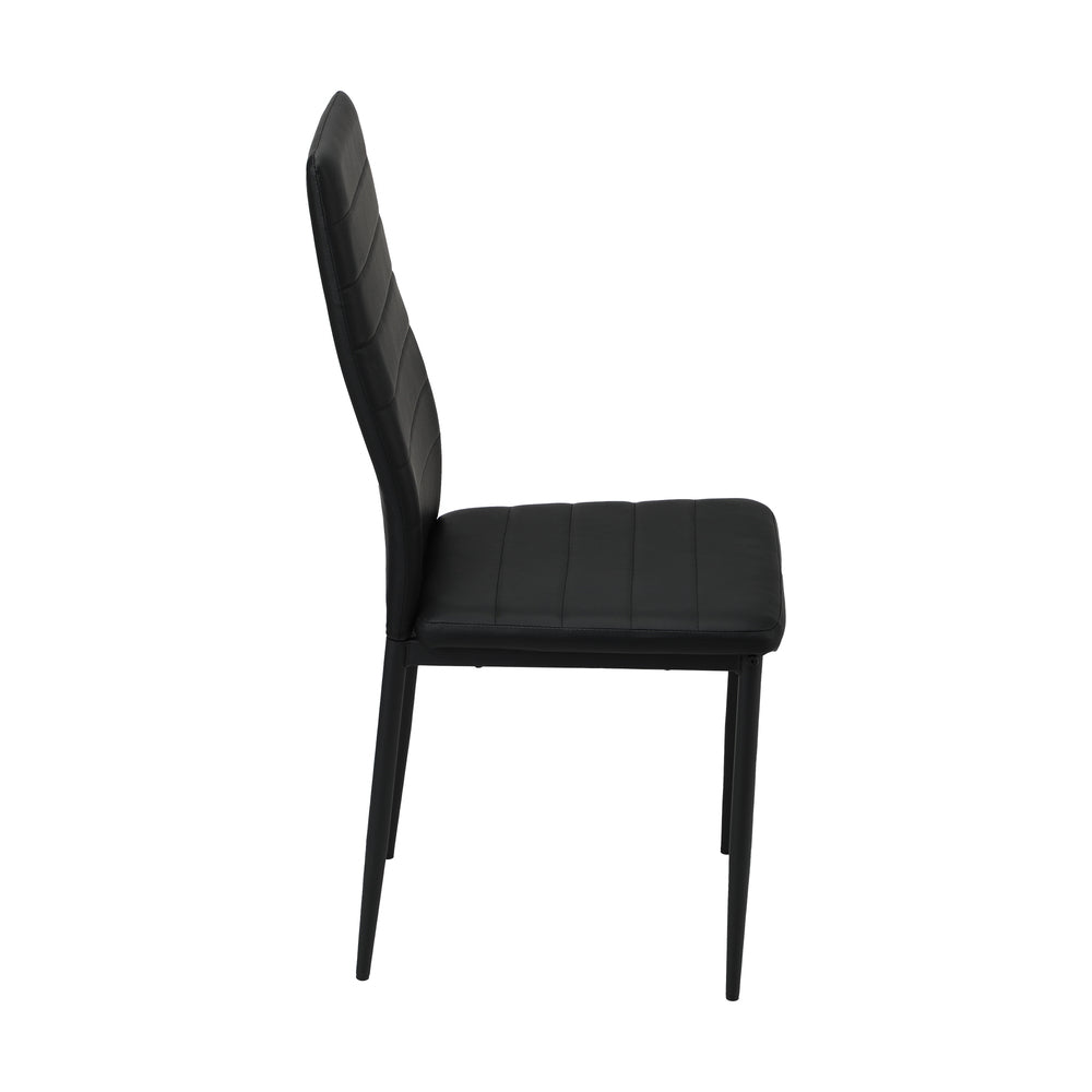 Set of Four or Six Girona High Back PU Leather Dining Chairs | Slimline All Black Modern Dining Chairs