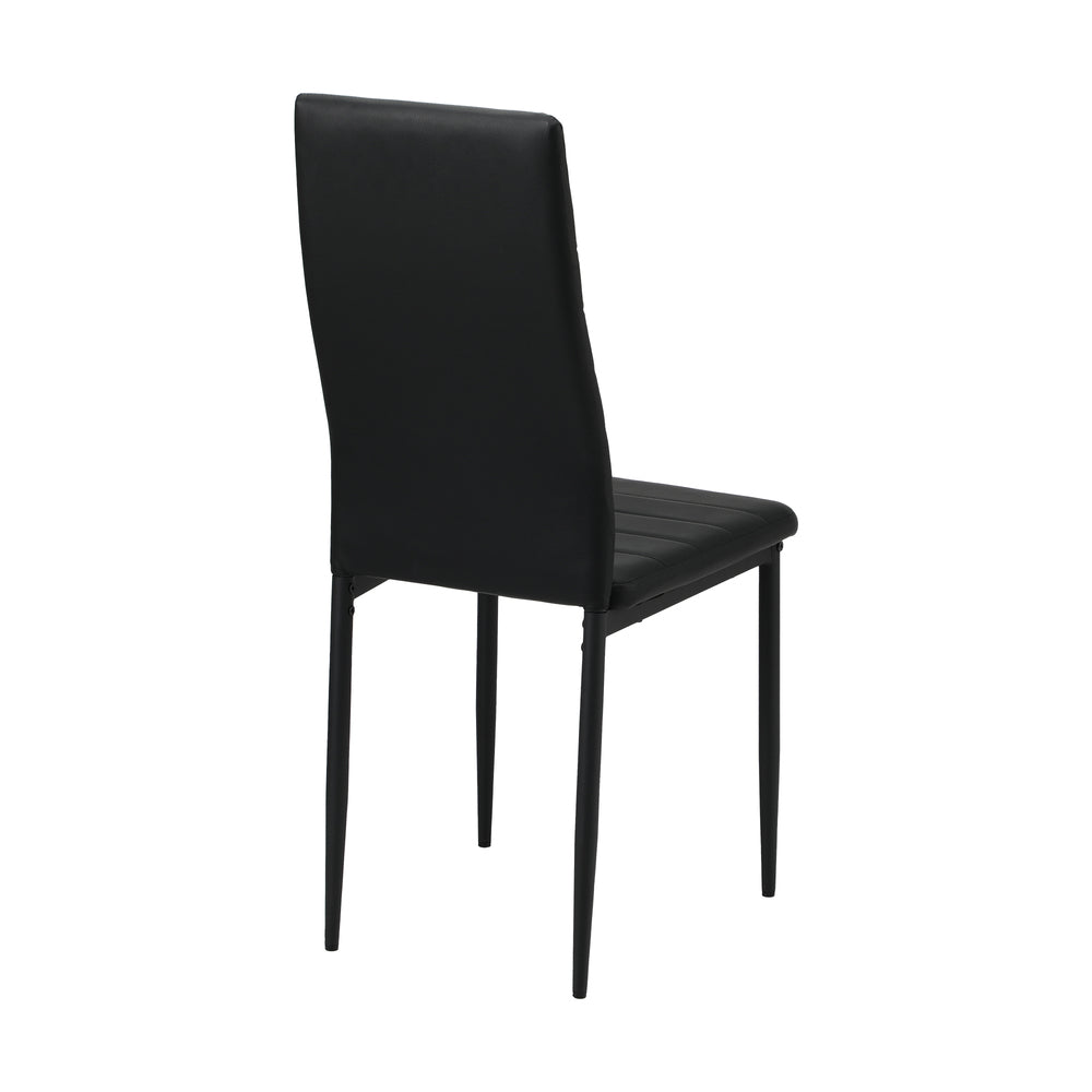 Set of Four or Six Girona High Back PU Leather Dining Chairs | Slimline All Black Modern Dining Chairs