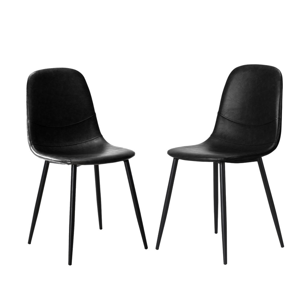 Set of 2 Murano PU Leather Soft Padded Dining Room Chairs | Slim PU Leather Modern Dining Chairs Set