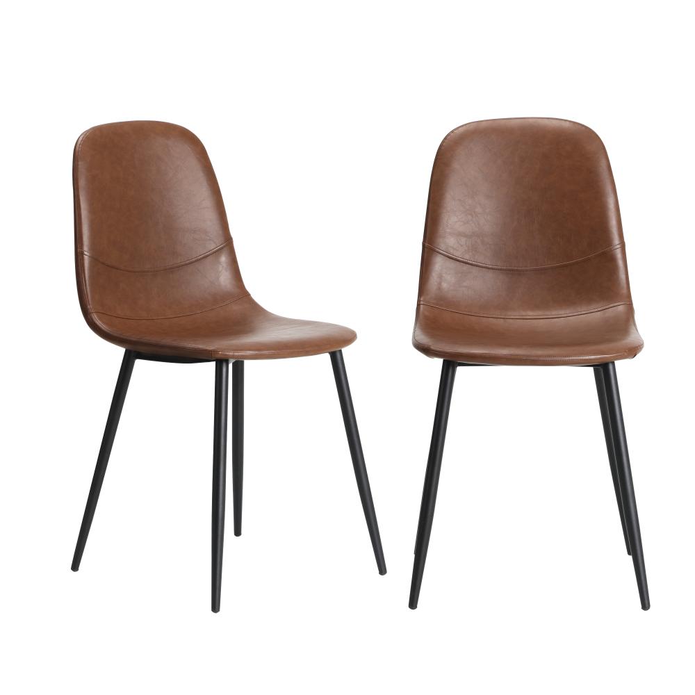 Set of 2 Murano PU Leather Soft Padded Dining Room Chairs | Slim PU Leather Modern Dining Chairs Set