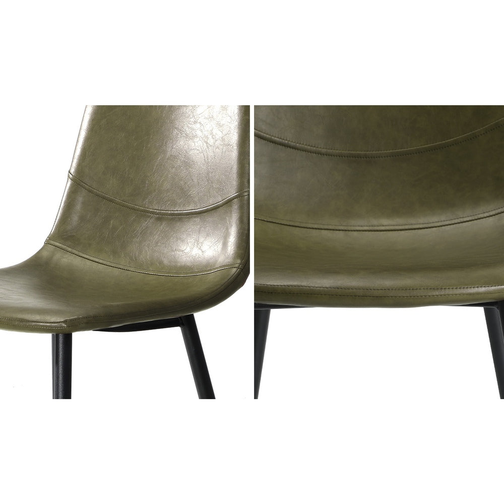 Set of 2 Murano PU Leather Soft Padded Dining Room Chairs | Slim PU Leather Modern Dining Chairs Set