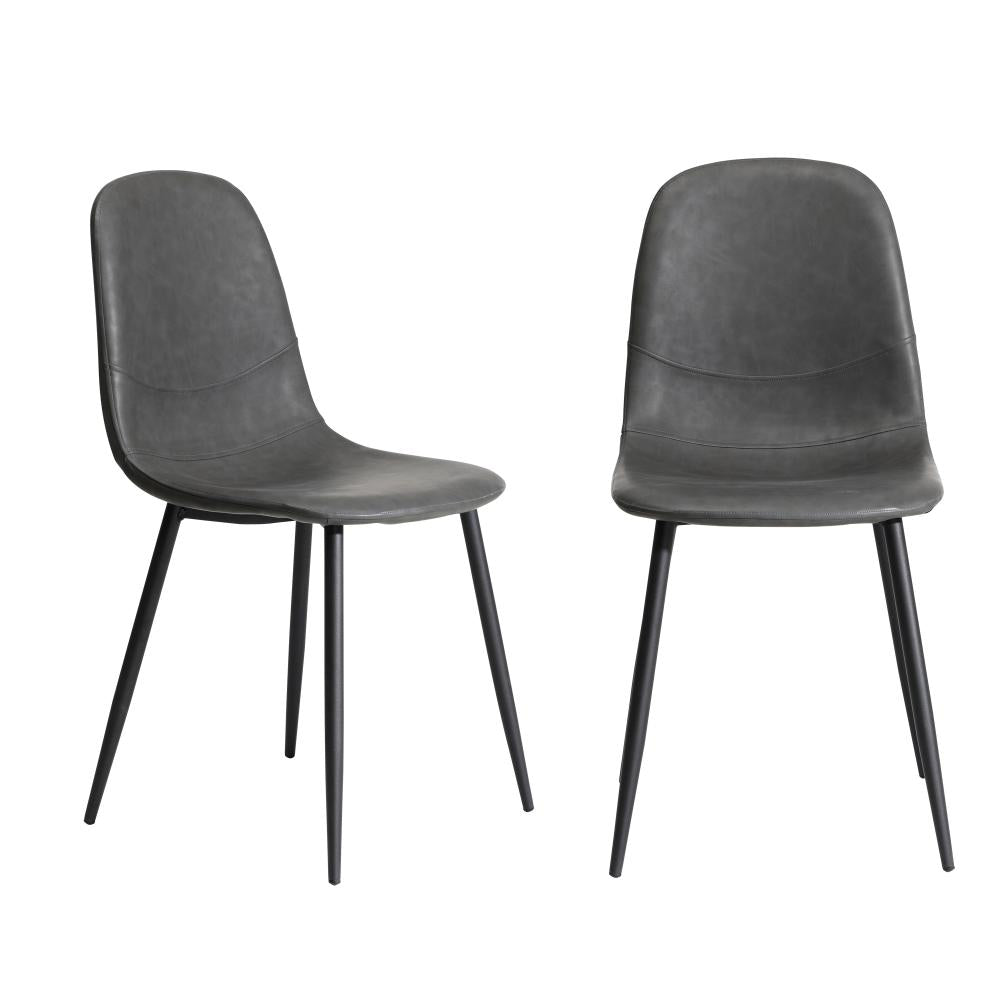 Set of 2 Murano PU Leather Soft Padded Dining Room Chairs | Slim PU Leather Modern Dining Chairs Set