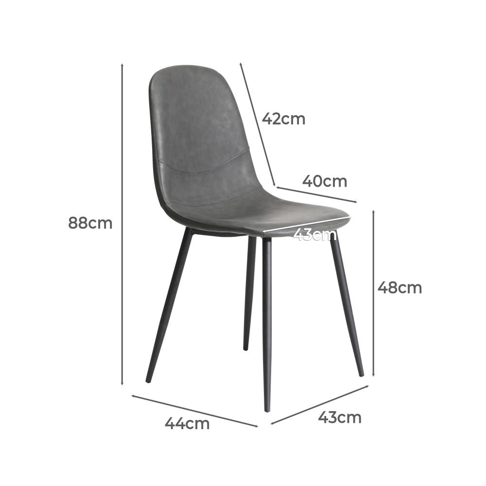 Set of 2 Murano PU Leather Soft Padded Dining Room Chairs | Slim PU Leather Modern Dining Chairs Set